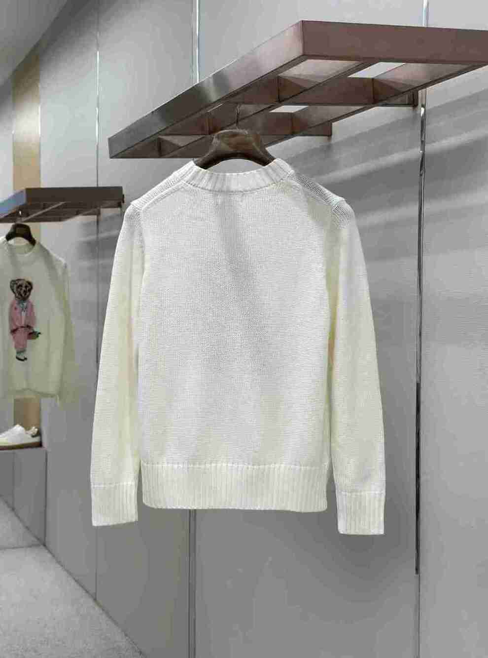 Polo Ralph Lauren Picnic Bear Knit Sweater Off White Casual Ladies Pullover - Picture 2 of 7